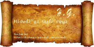 Hidvégi Györgyi névjegykártya